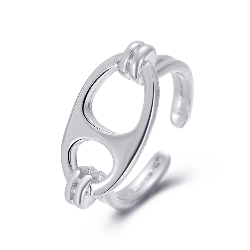 Pig Nose Index Finger Ring Ins Cold Wind Retro Oval Ring