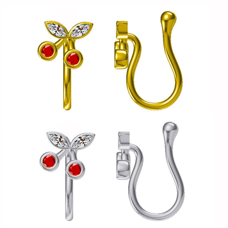 Small Snake Animal Clip Ring Maple Nose Stud