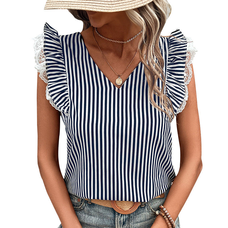 Fashion Personality Summer Striped Shirt Women
