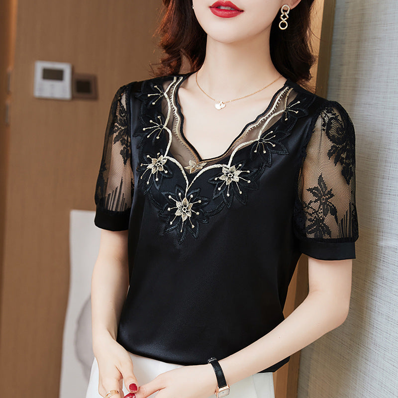 Short Sleeved Chiffon Shirt For Women