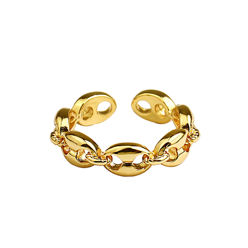 Creative Simple Pig Nose Chain Silver Plated Ring