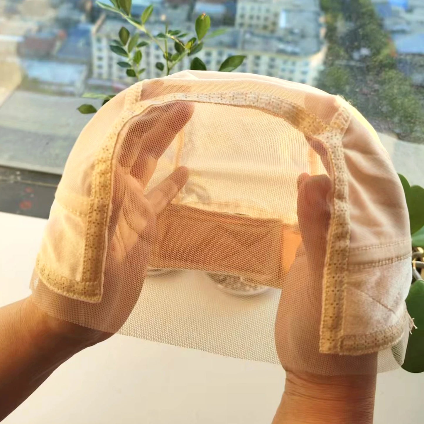 Wig Cap with Grip Band for Keeping Wigs in Place, More Full Cap-wide Transparent Lace for Lace Front Wigs