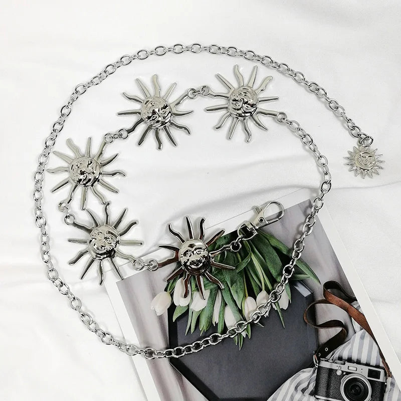 Gold Chain Belt Female Waist Moon Sun Metal Belts For Women Punk Dress Waistband Gothic Jeans Accessory Long Ketting Riem