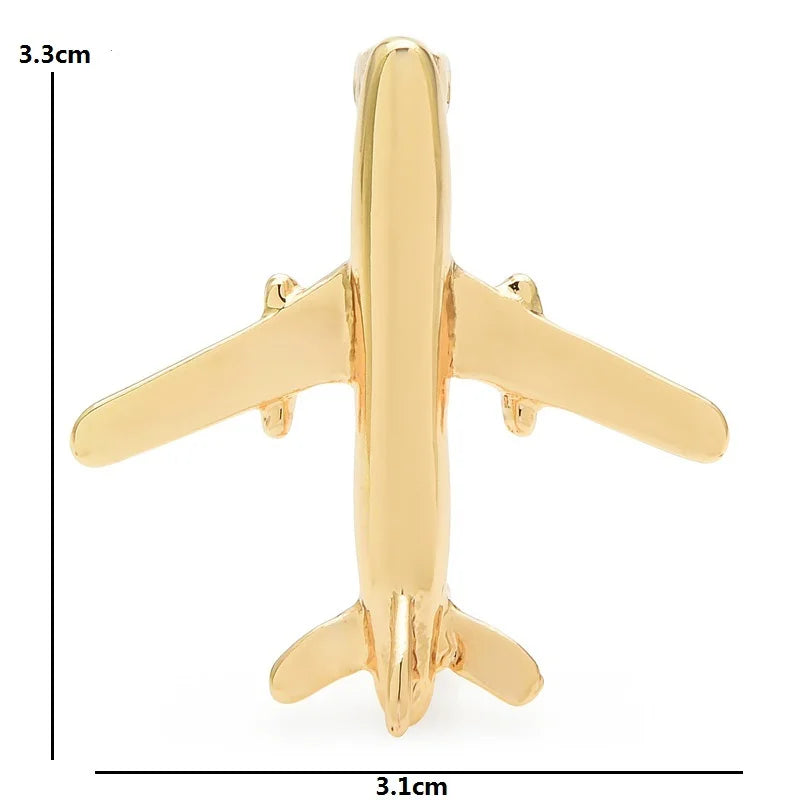 Wuli&baby Airplane Brooches Women Men 2-color Metal Plane Transportation Office Casual Brooch Pins Gifts