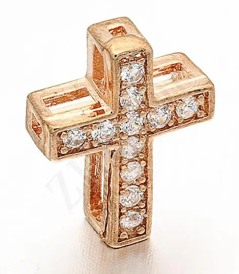 10*13mm Handmade Brass Cubic Zirconia Cross Beads Charms DIY Jewelry Bracelet Necklace Making, Model: VZ137