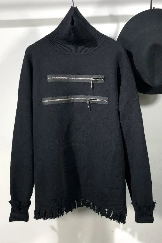 Owen Seak Men's Cotton Hoodies Sweatshirts Gothic Clothing Oversized Winter Pullovers High Street Hip Hop Turtleneck Shirt