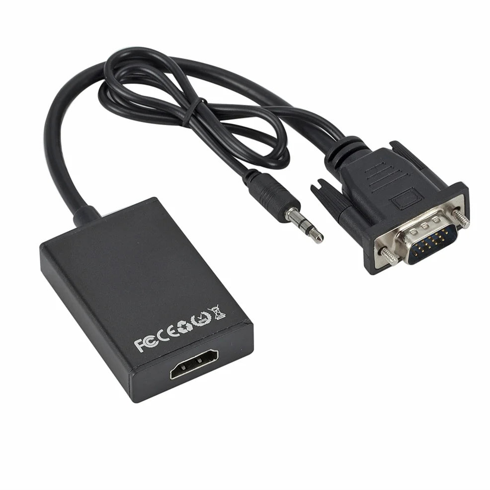 VGA to HDMI Converter Adapter 1080P VGA Male to HDMI Female Adapter Cable With 3.5mm Audio Output for PC Laptop HDTV Projector