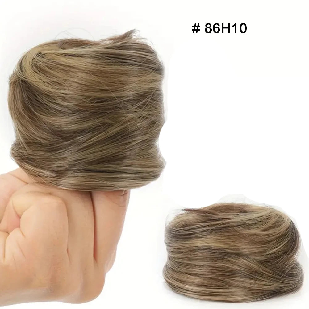 1Pc Synthetic Hair Bun Straight Chignon Elastic Rubber Band Fake Hair Clip in on Hair Tail Extension Updo Hair Piece Ponytail