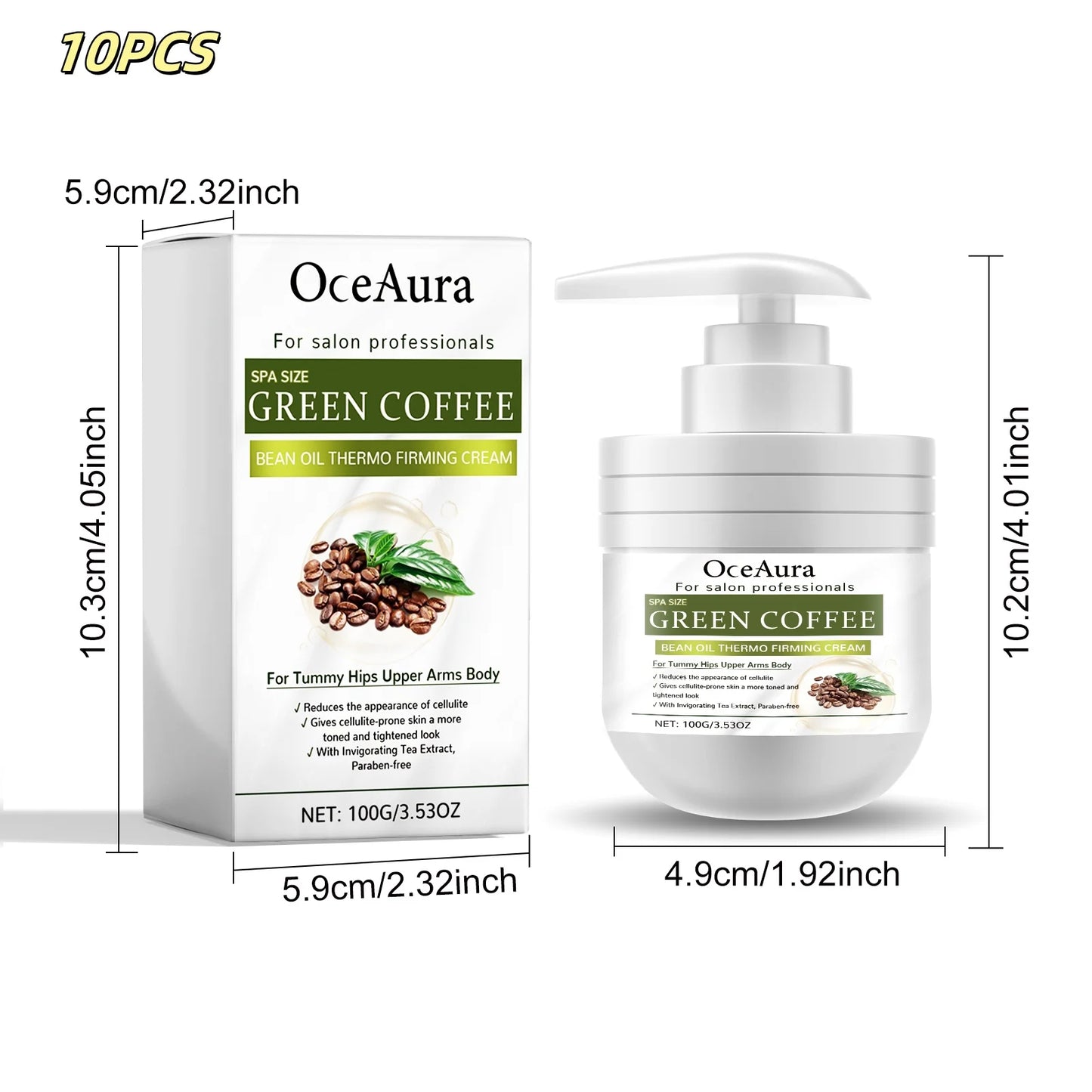 OceAura Green Coffee Bean Firming Body Cream Moisten the Skin Cream Caffeine Body Lotion Moisturizer To Firm Tighten Skin