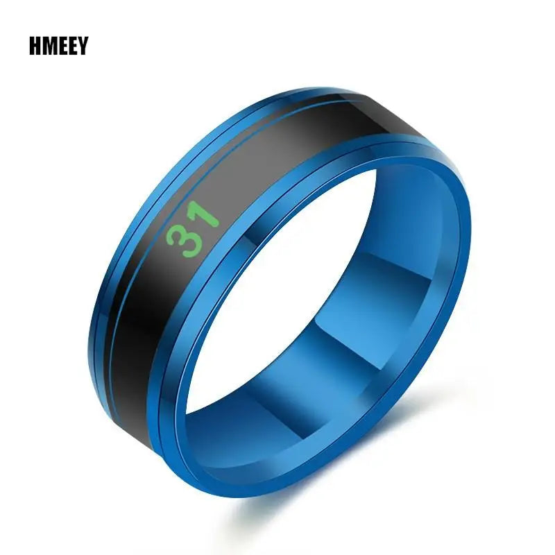 HMEEY Smart Stainless Steel Multifunctional Ring For Couples Mood Changes Color From Waterproof Body Temperature Measuring Ring