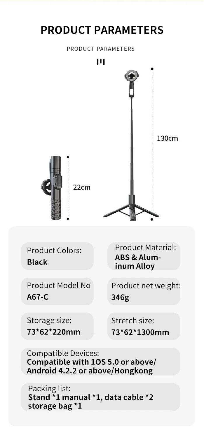 Xiaomi Magnetic Selfie Stick 1.24M Wireles Folding Telescopic Tripod for Android IPhone Smartphone with Remote Control