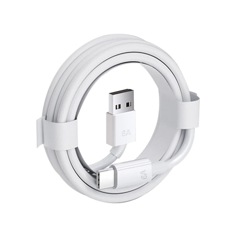 66W 6A Fast Charging USB Type C Cable For Xiaomi 13 Huawei P30 Notebook Dual USB C Fast Charger Cable Data Cables