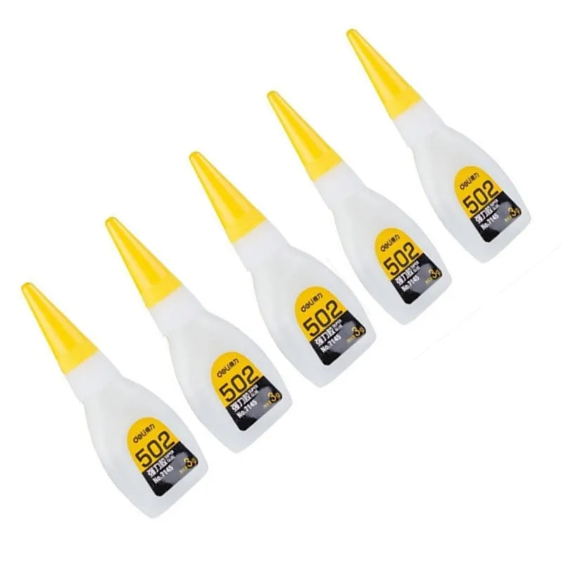 5pcs 15g Deli 502 Adhesive Super Glue Sticks Instant Dry Strong Bond Fast Repair Leather Rubber Metal Wood Glass Toys