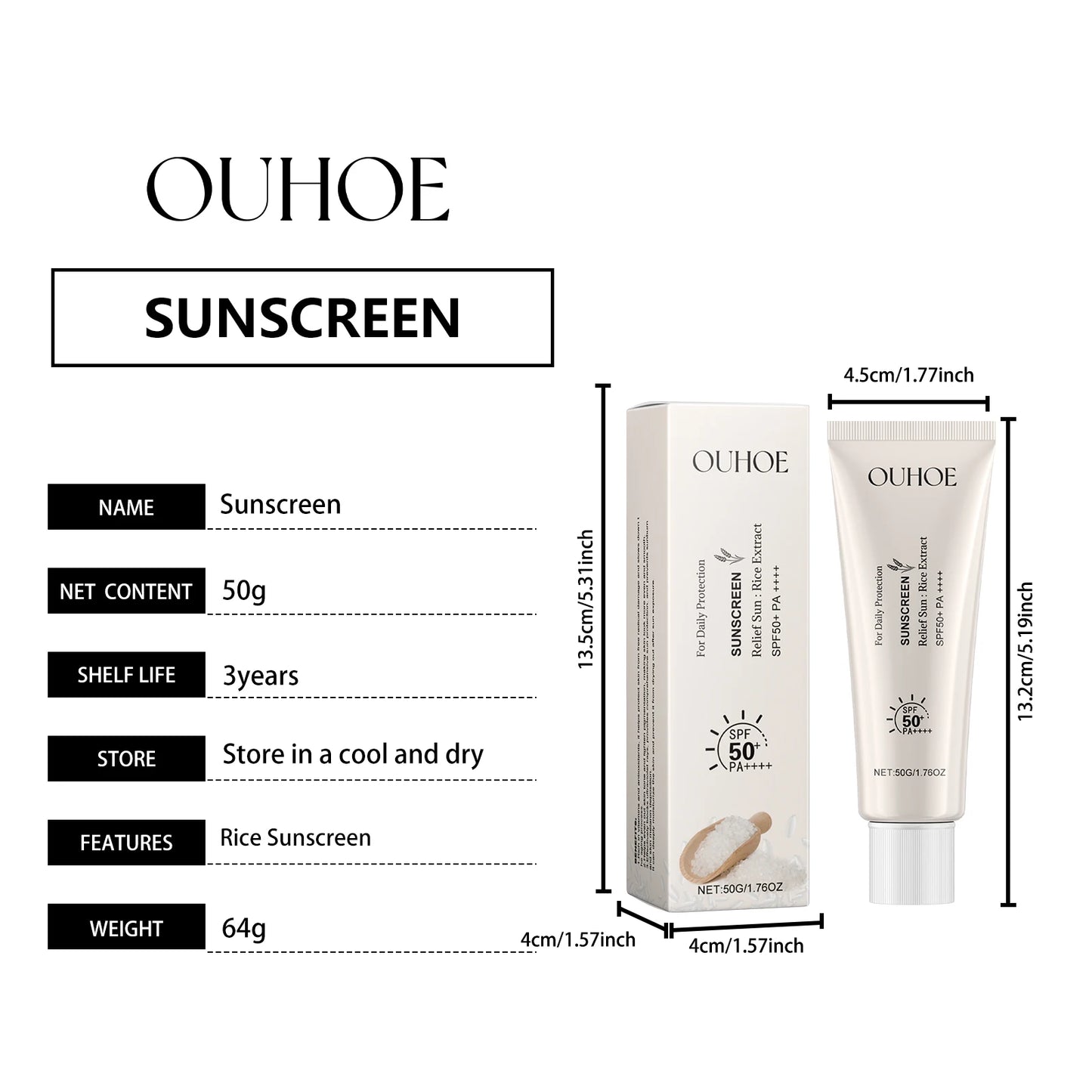 Rice Cream, Rice Puree Cream, Rice Cream Moisturizer, Moisturizes The Skin, Shrinks Pores, Rice Extract Fades Fine Lines