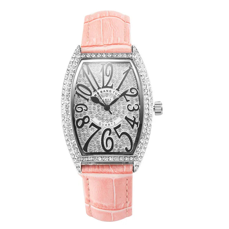 Fashion Unique Design Luxury Diamond Crystal Women Watches Colorful Leather Strap Quartz Girl Ladies Clock Dress Wristwatch
