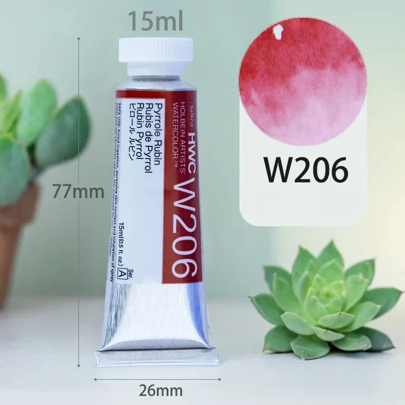15ml Holbein Liquid Tube Packaging Watercolor Pigment Art Students Outdoor Sketch Speciality Painting Colored Fill Materials