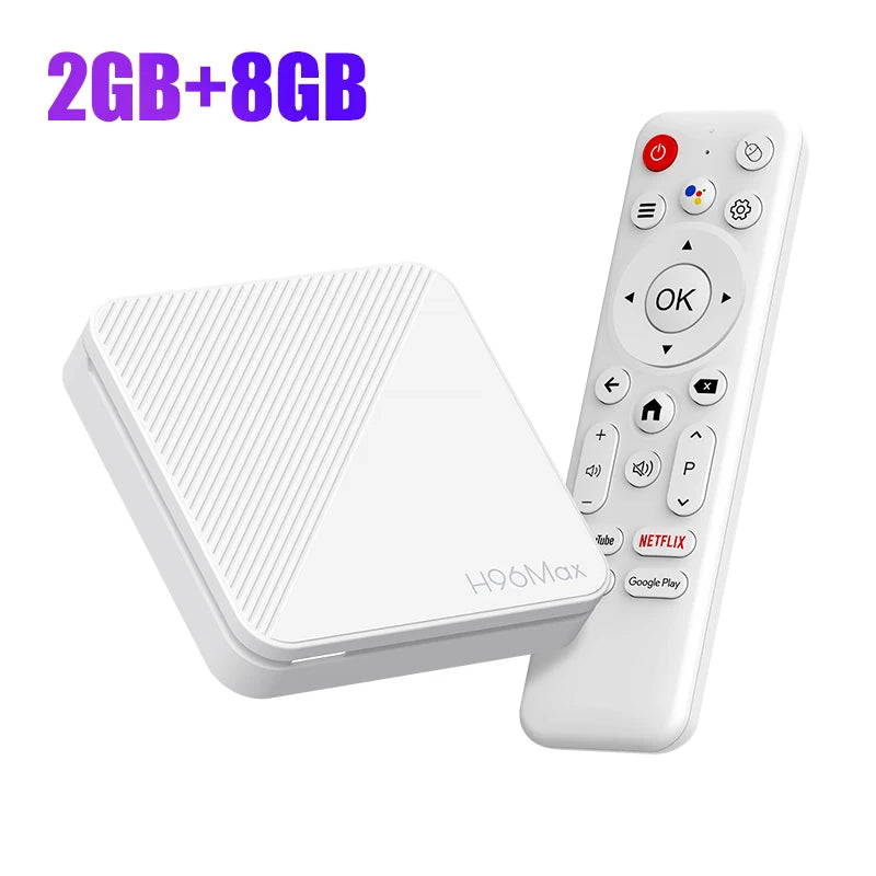H96 MAX H313 Smart TV Box Android 14 ATV TV Box 4K@60fps 100M/LAN Wifi6 BT5.0 Google Voice Assistant Media Player Set Top Box