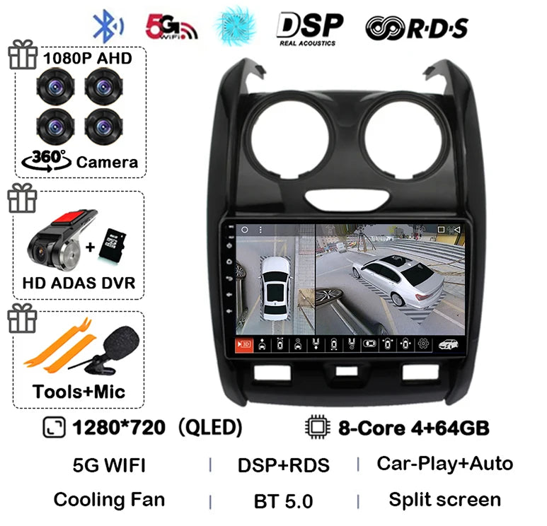 Android 14 Carplay Auto Car Radio For Renault Duster 2015 2016 2017 2018 2019 2020 Multimidia Video Player GPS 4G+WIFI Stereo BT