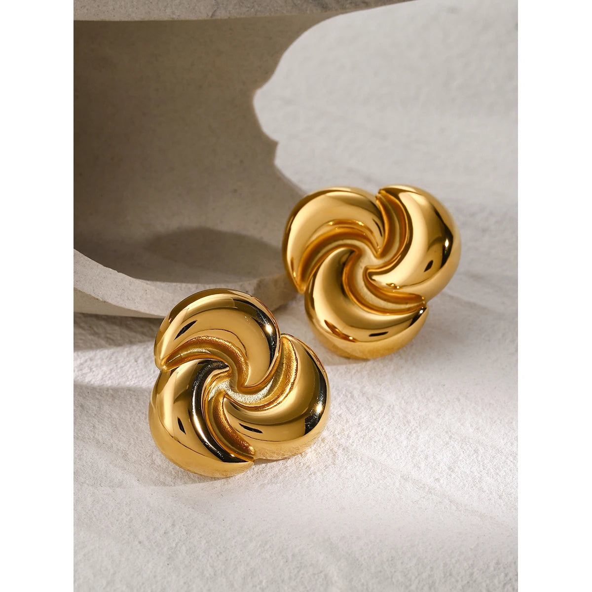 Youthway 18k Gold Plated Stainless Steel Metal Rotate The Half-moon Earrings Rust Proof Smooth Trendy Fashion Jewelry for Women