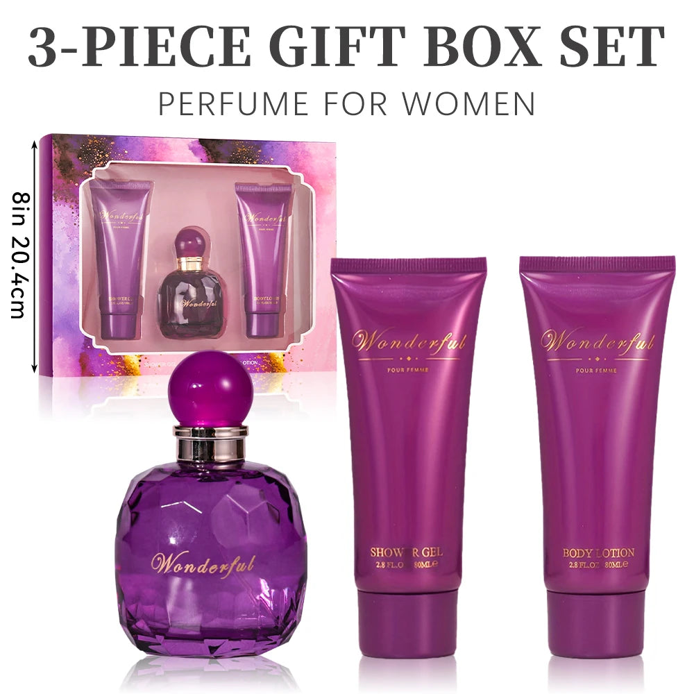 Bath and Body Gift Set for Women & Girls 1.7fl.oz Eau de Parfum Spray 2.8fl.oz Shower Gel 2.8fl.oz Body Lotion Women's Fragrance