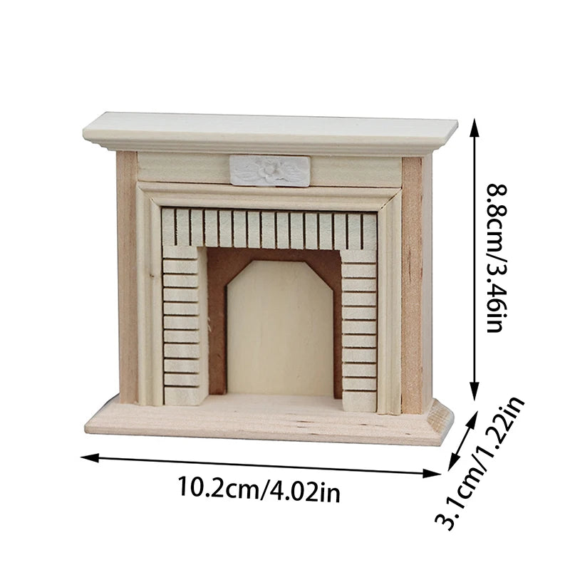 1:6 1:12 Dollhouse Mini Decorative Fireplace Model Doll House Wood Fireplace Mini House Furniture European Style