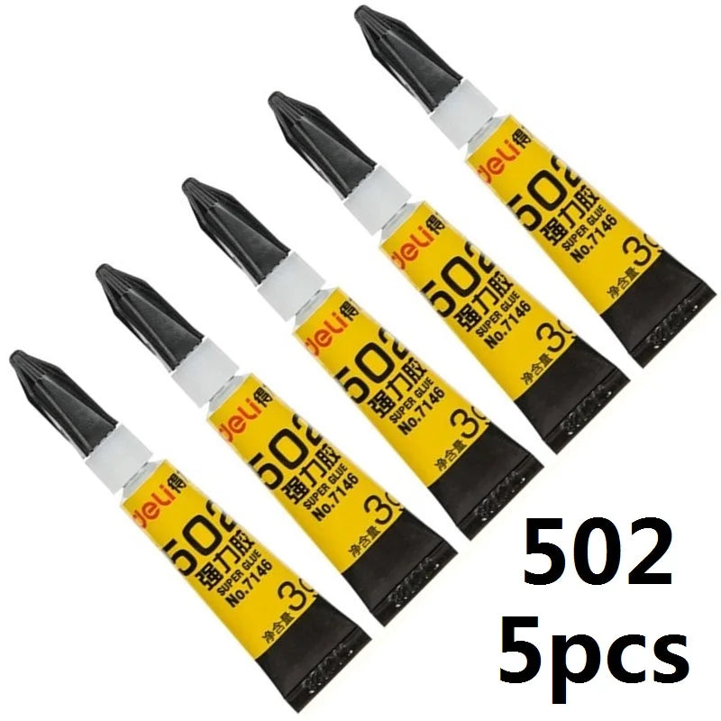 5pcs 15g Deli 502 Adhesive Super Glue Sticks Instant Dry Strong Bond Fast Repair Leather Rubber Metal Wood Glass Toys