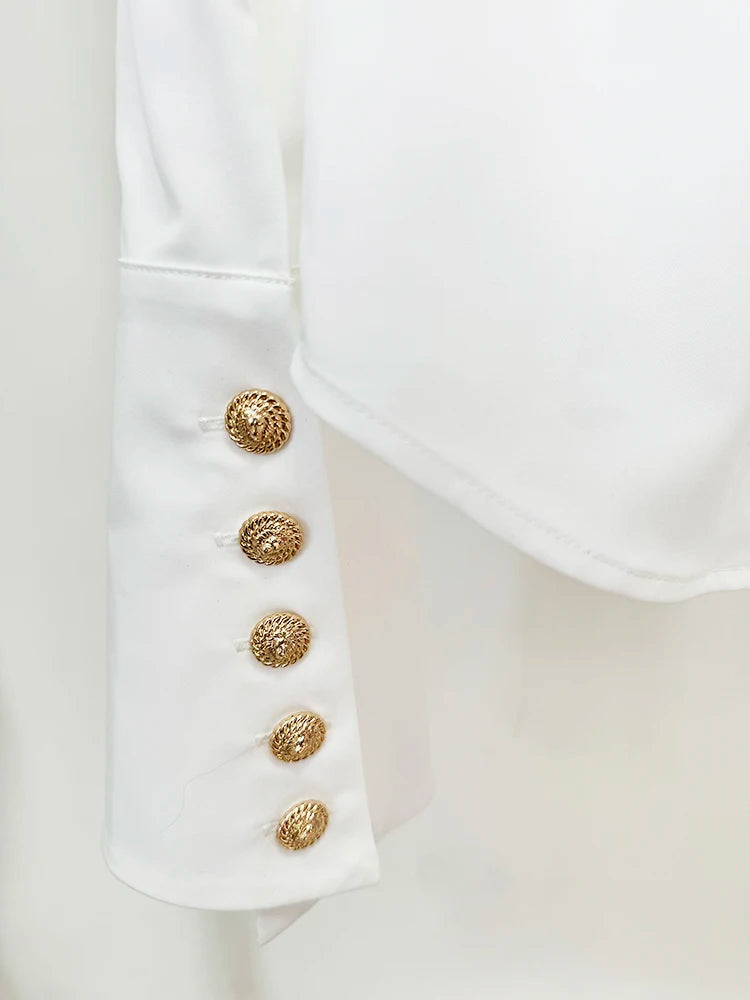 HIGH STREET New Fashion 2024 Designer Women's Long Sleeve Flare Sleeve White Shirt