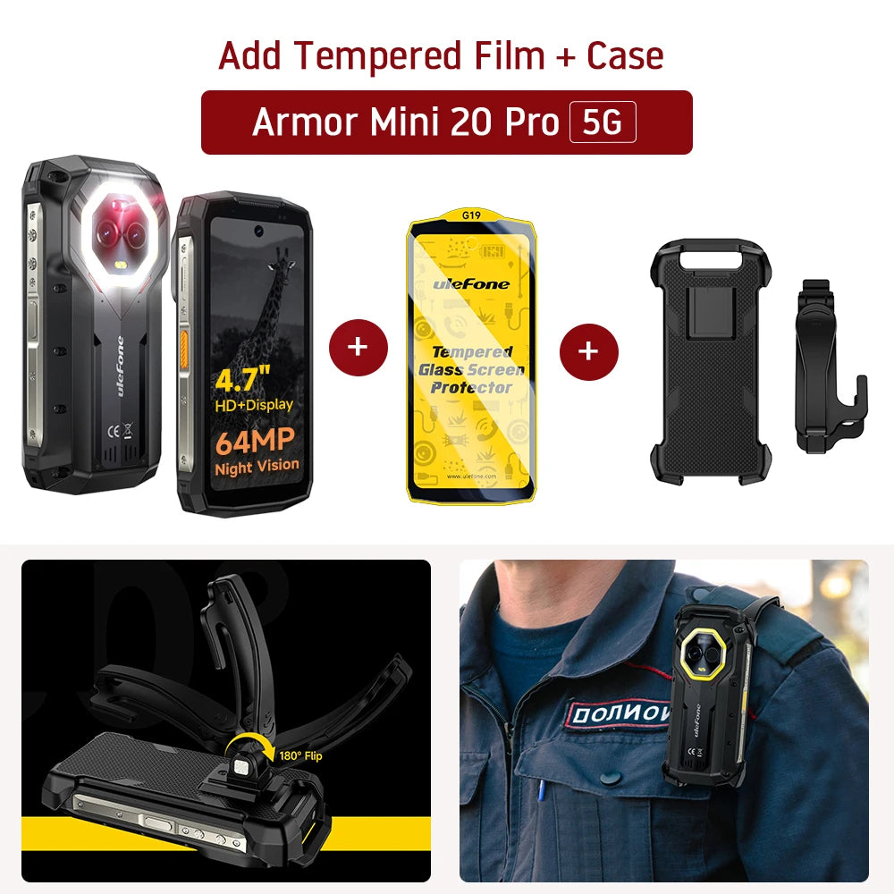 2025 Ulefone Armor Mini 20 Pro 5G 4.7" Rugged Phone 64MP Night Camera Android 14 Smartphone 6200mAh Mobile phone LED
