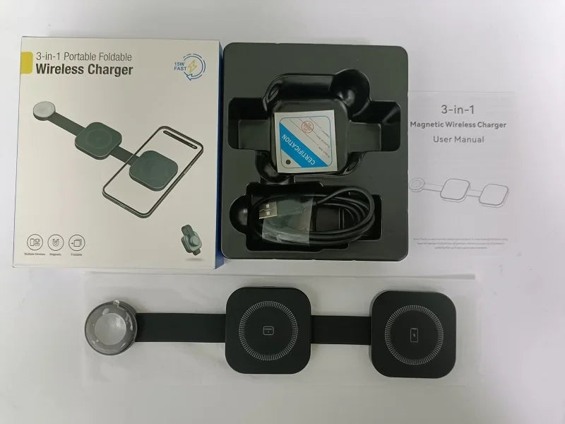 3-in-1 Travel Wireless Charger Foldable Magnetic for IPhone 15 14 13 12 Pro Max,for Apple Watch and AirPods Fast Shipping