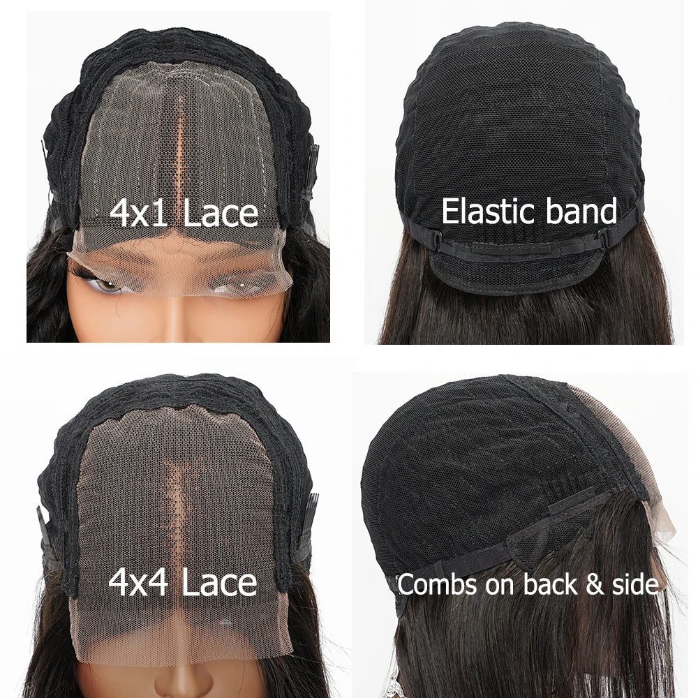 12-18 Inch 4*4 Lace Closure Wig Human Hair Wigs For Black Woman Brazilian Remy 4*1 Brazilian Straight T Part Lace Wig Almac