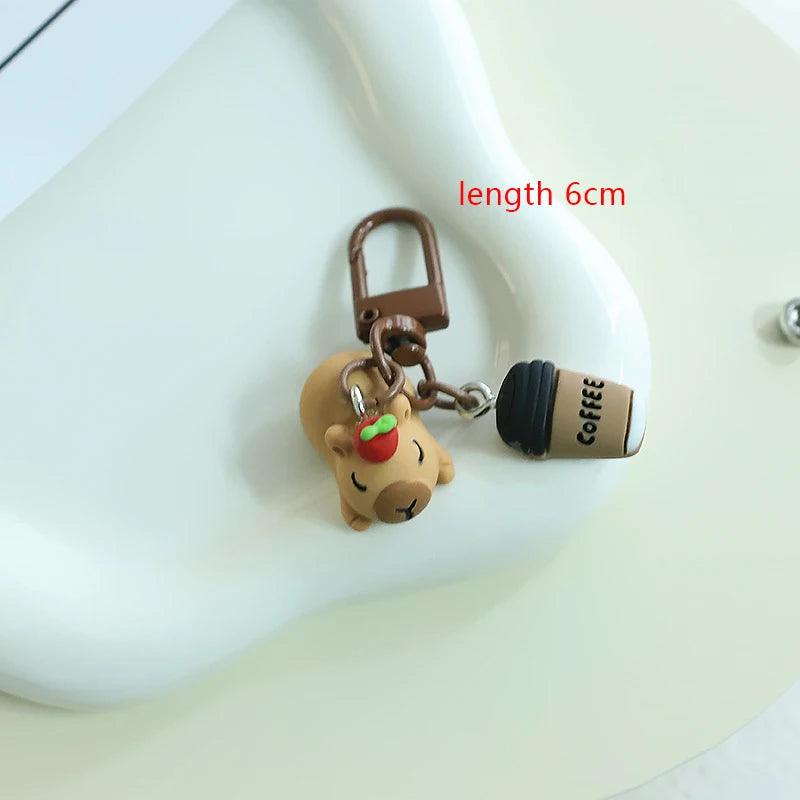 Resin Shawl Capybara Keychain Funny Scarf Capibara Bag Hanging Kapibara Pendant Cute Funny Fashion Animal Keyring