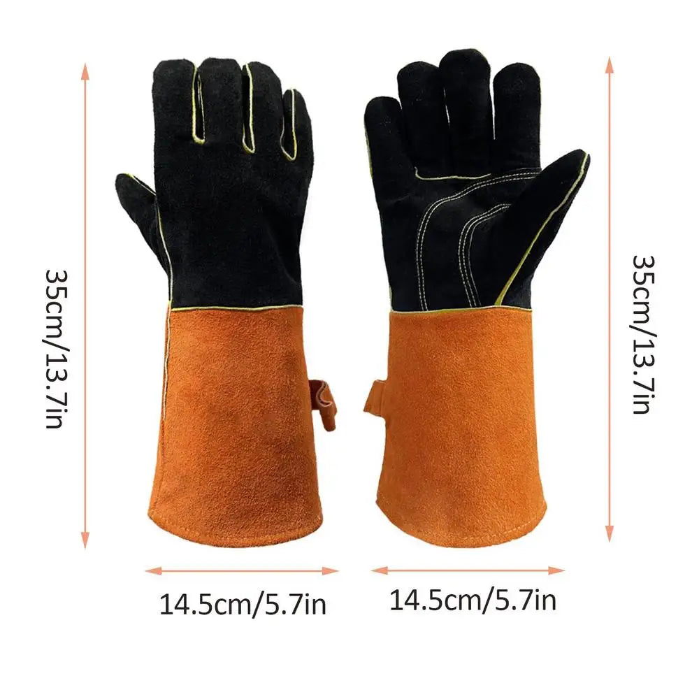 1 pair of BBQ Gloves kitchen High Temperature Resistance Oven Mitts Fireproof Barbecue Heat Insulation Microwave Oven Gloves