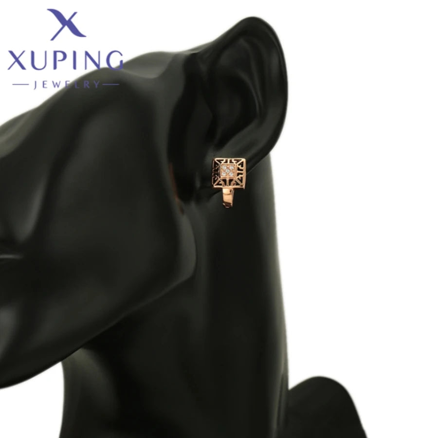 Xuping Jewelry New Exquisite Style Pearl Unique Shape Rose Gold Color Rings Earrings for Women Set Party Wish Gifts A00917078
