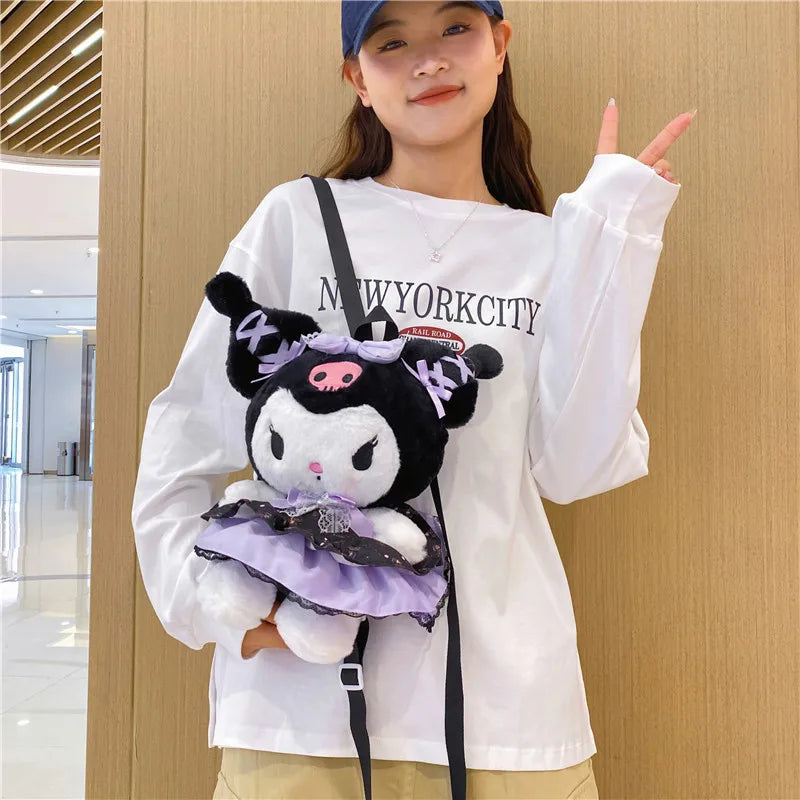 Wholesale Sanrio Plush Kuromi Backpack My Melody Backpack Shoulder Bag Kawaii Plush Toys Lolita Daypack Plushies Doll Girl Gift