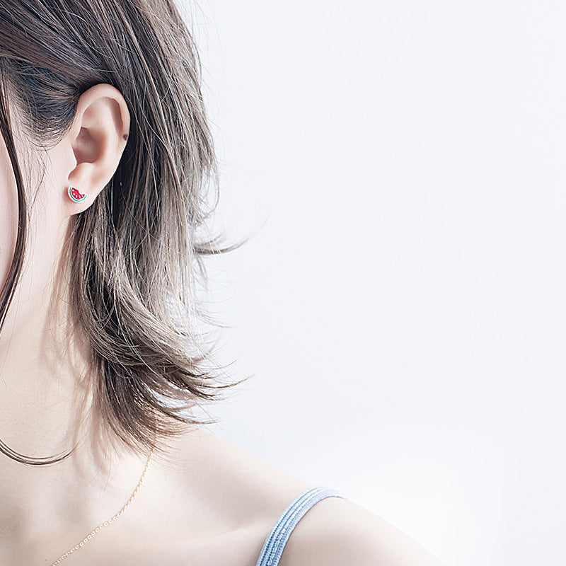 Watermelon Cute Asymmetric Fruit Earrings
