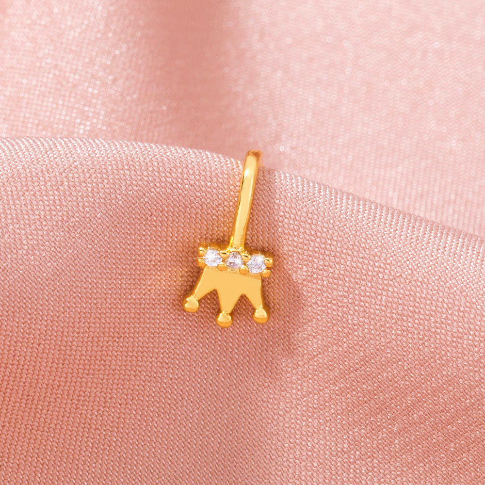 Amazon nose clip, gold micro-inlaid zircon crown nose ring, fashionable and fashionable non-perforated piercing nose studs