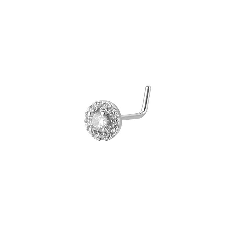 Unisex Stainless Steel Inlay Zircon Puncture Nose Ring