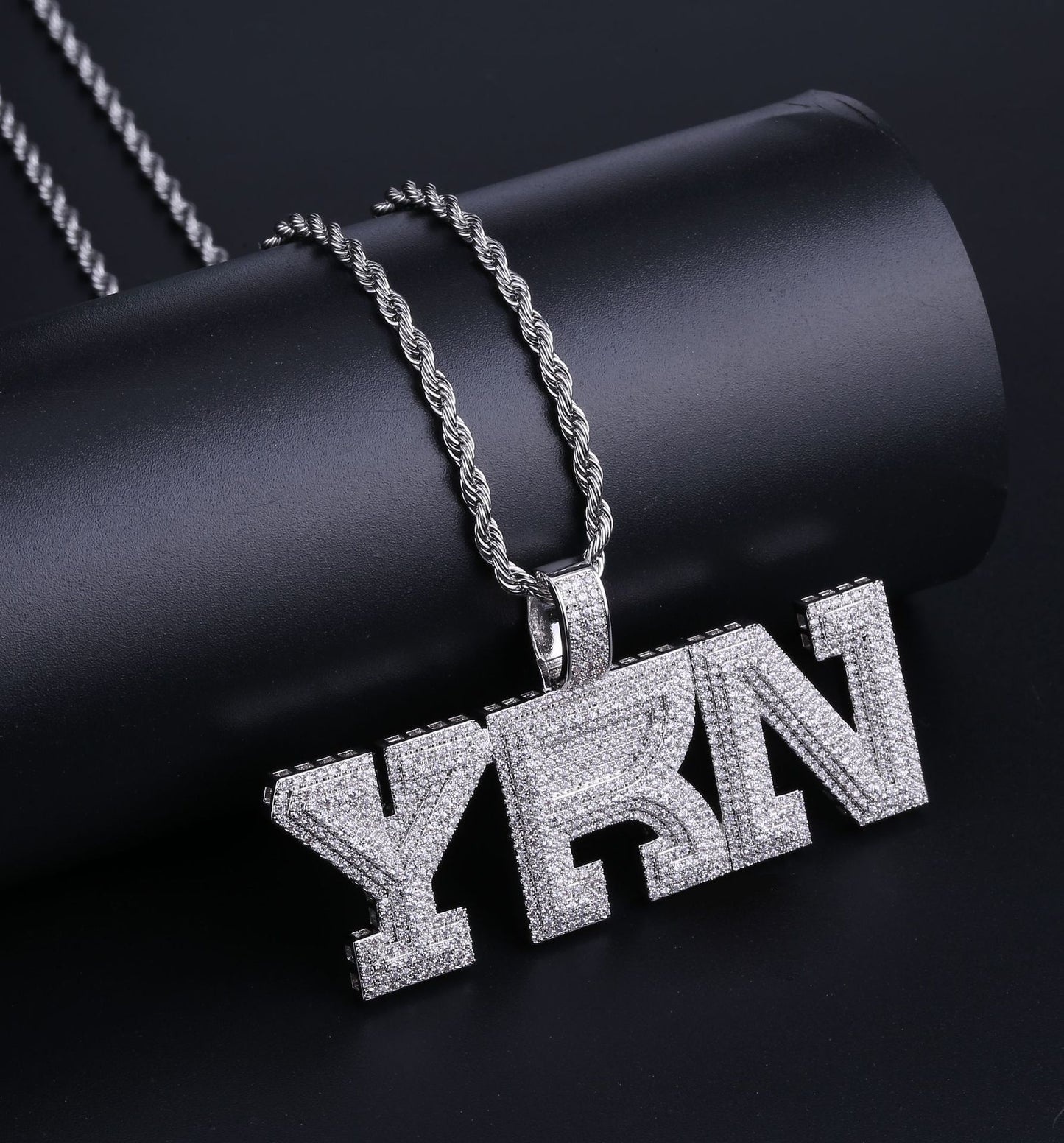 YRN Letter Men Fashion Brands Pendant Zircon Necklace Ornament