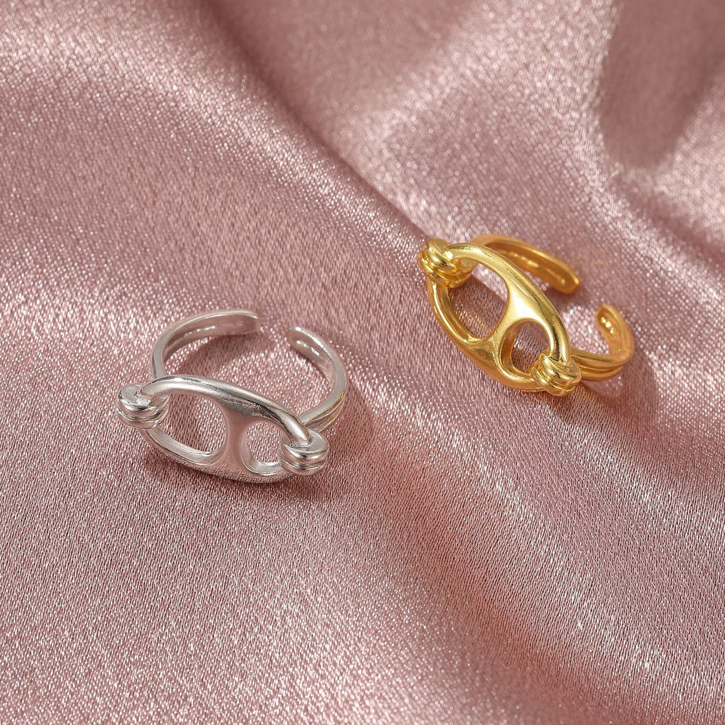 Pig Nose Index Finger Ring Ins Cold Wind Retro Oval  Ring