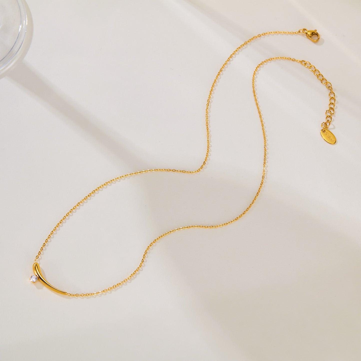 Women's Stainless Steel Geometric Necklace Inlaid Zircon