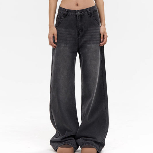 High Waist Straight Jeans Loose Wide Leg Pants