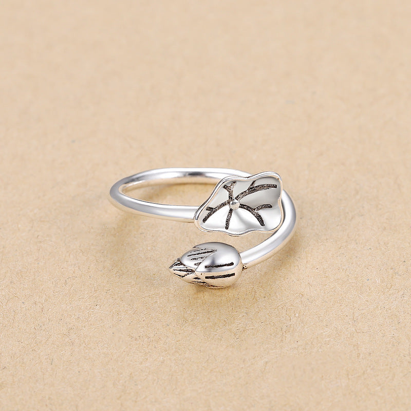 Women's Sterling Silver Plated Retro Distressed Ring