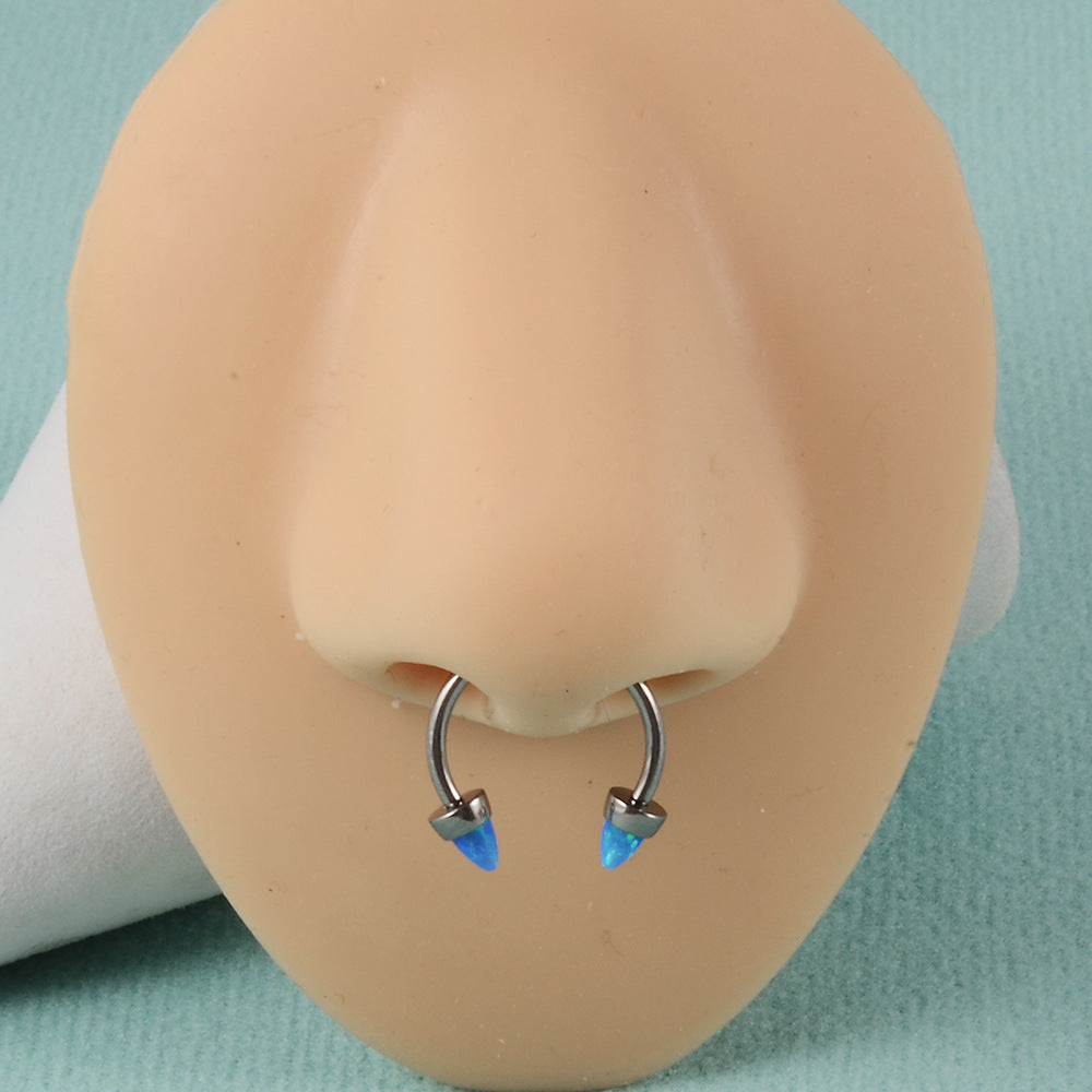 Opal Internal Thread Lip Ring Internal Thread Horseshoe Nose Ring