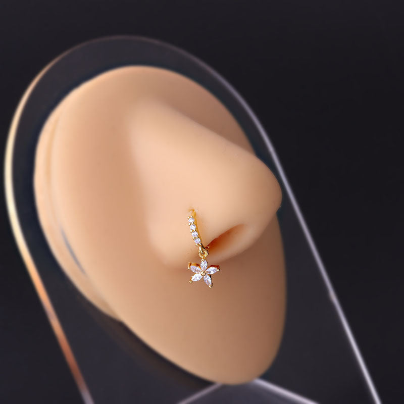 Moon Love Flower Cross Zircon Pendant Nose Ring