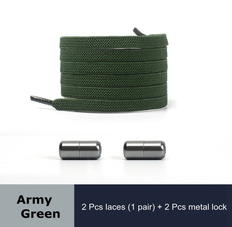 1 Pair No Tie Shoelaces for Sneakers Elastic Flat Shoe Laces Metal Lock Without Ties Quick Tieless Shoelace for Shoes Kids Adult - VigDeals