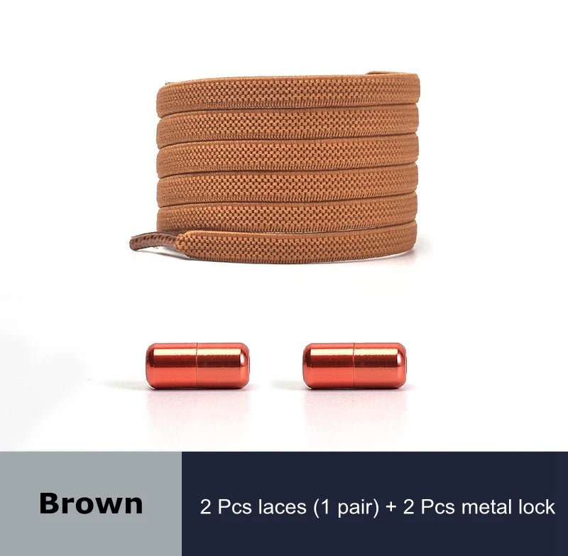 1 Pair No Tie Shoelaces for Sneakers Elastic Flat Shoe Laces Metal Lock Without Ties Quick Tieless Shoelace for Shoes Kids Adult - VigDeals