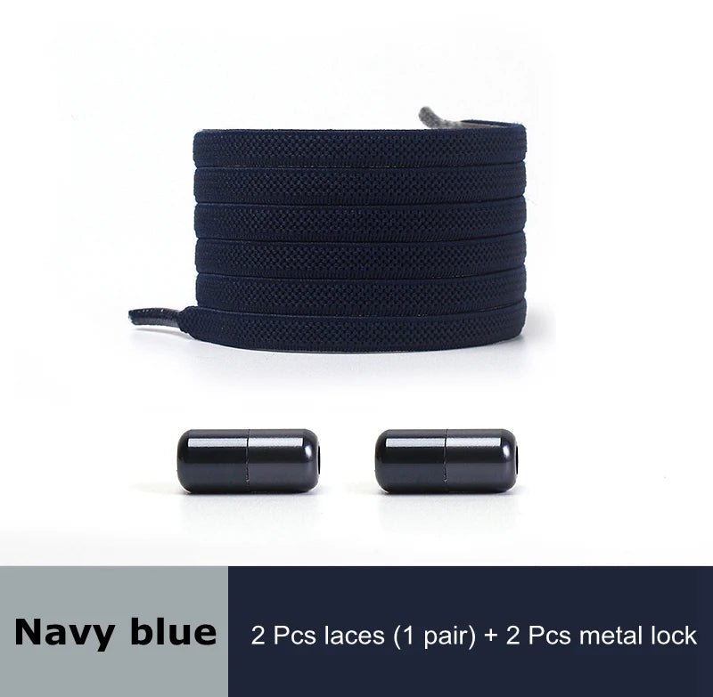 1 Pair No Tie Shoelaces for Sneakers Elastic Flat Shoe Laces Metal Lock Without Ties Quick Tieless Shoelace for Shoes Kids Adult - VigDeals