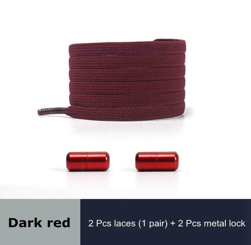 1 Pair No Tie Shoelaces for Sneakers Elastic Flat Shoe Laces Metal Lock Without Ties Quick Tieless Shoelace for Shoes Kids Adult - VigDeals