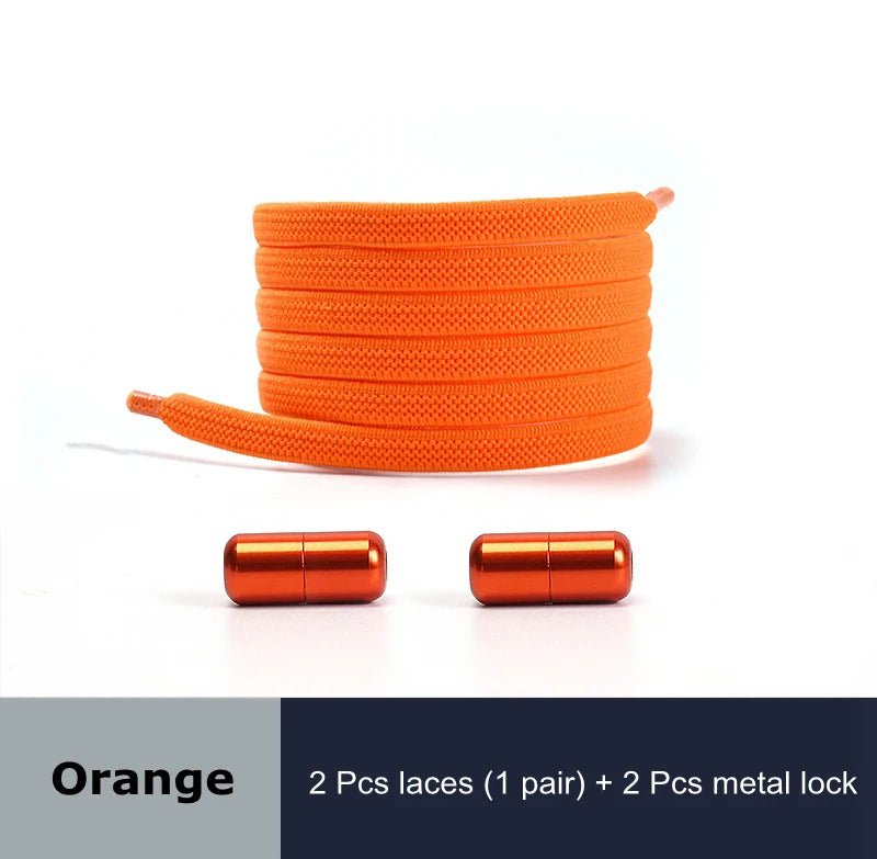 1 Pair No Tie Shoelaces for Sneakers Elastic Flat Shoe Laces Metal Lock Without Ties Quick Tieless Shoelace for Shoes Kids Adult - VigDeals