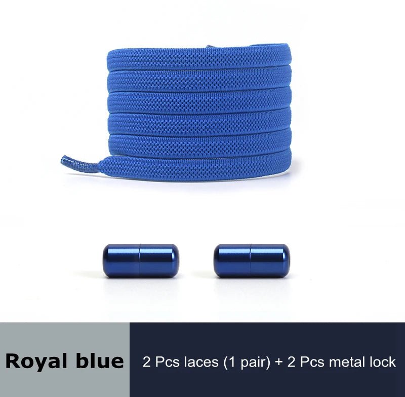 1 Pair No Tie Shoelaces for Sneakers Elastic Flat Shoe Laces Metal Lock Without Ties Quick Tieless Shoelace for Shoes Kids Adult - VigDeals